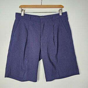 Retro Banana Republic Womens Pinstripe Bermuda‎ Shorts Trouser Navy Blue Size 6